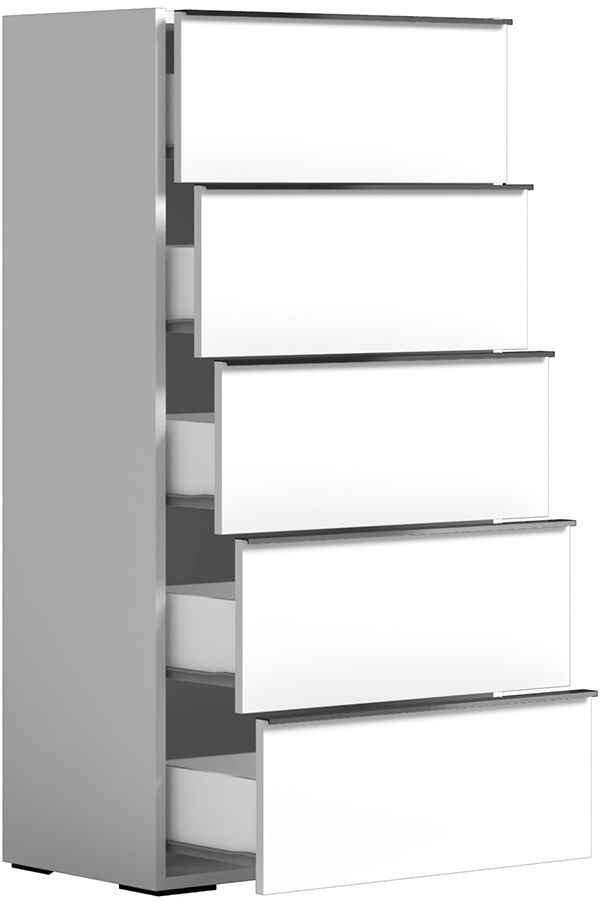 Product photograph of Modern Luna White Italian 5 Drawer Tall Chest from Choice Furniture Superstore.